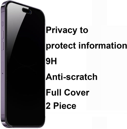 2 Pack 360 Degree Privacy Tempered Glass Suit for iPhone 14 Pro Max/iPhone 15 Plus Anti-Spy 4 Directions Screen Protector Film 4 Sides Anti-Peepin...