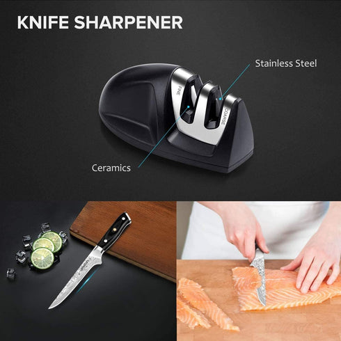 MOSFiATA 6" Boning Knife, Sharp Kitchen Cooking Knife with Finger Guard and Knife Sharpener, German High Carbon Stainless Steel EN1.4116 Chef’s Kn...