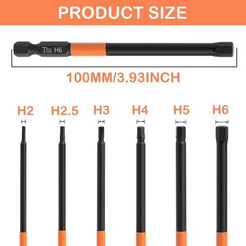 JONMON Allen Wrench Screwdriver Bits - H2-H6 Quick Change S2 Steel Magnetic Hex Head Impact Drill Bits Power & Hand Tools with 1/4 Inch Shank, 3.9...