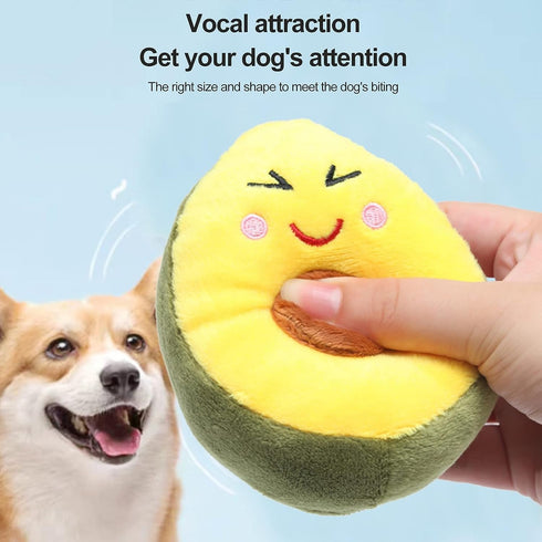 Dog Chew Toy, Avocado Squeaky Dog Toys, Tough & Chew Resistant, Creative Pet Toy, Soft Plush Avocado Shape Tooth Cleaning Dog Chew Toys for Puppy,...