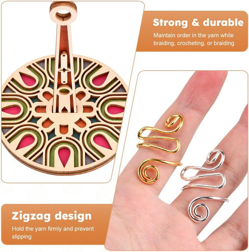 Portable Wrist Yarn Holder, Yarn Ball Holder, Yarn Minder, Yarn Storage, Wood Yarn Holder with 2 Finger Crochets, for Knitting Crocheting Presents...