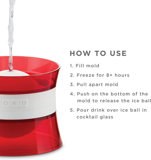 Zoku Set of 2 Silicone Ice Sphere Molds, Stackable 2.5-Inch Ice Ball Maker, Keep Drinks Colder Longer with Less Dilution, Leak-free, Easy-Release,...