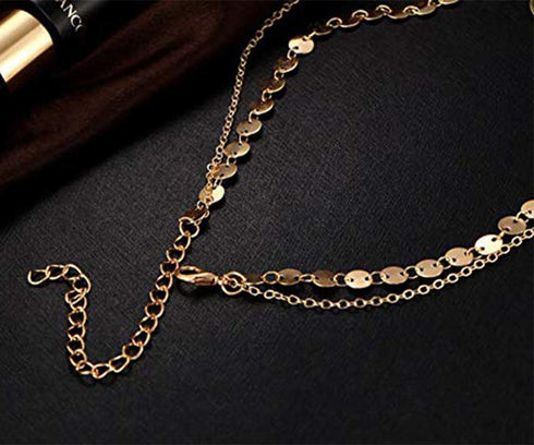 Bohemia Layered Choker Necklace Gold Disc Choker Star Choker Lariat & Y Necklace Bar Pendant Necklace for Women and Girls(Gold)...