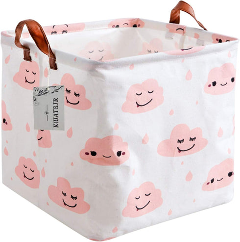 Storage Basket Fabric Organizer Bin for Toys, Books, Clothes, Pets,Perfect for Bedroom/Office/Nursery/Shelves(Pink Cloud)...