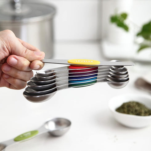 Spring Chef Stainless Steel Magnetic Measuring Spoons Set with Strong Magnets, Heavy Duty Metal Kitchen Essentials for New Home - Fits in Most Kit...