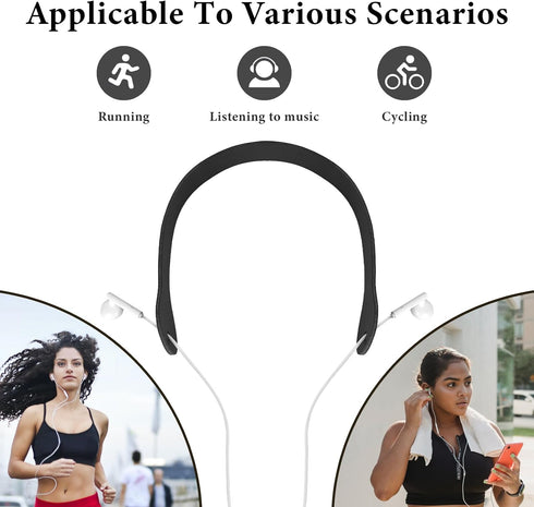 GEEKRIA Earphones Neck Strap, Soft Vegan Leather Anti-Lost Earbuds Holder Neck Band Compatible with Appl EarPods and Other Wired Headphone (Black)...