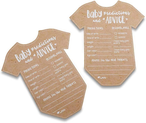 Kate Aspen Baby Predictions for Baby Shower Advice Cards - 50-Count Onesie Shaped Baby Shower Games for Girl or Boy - Gender Neutral Decor, Table ...