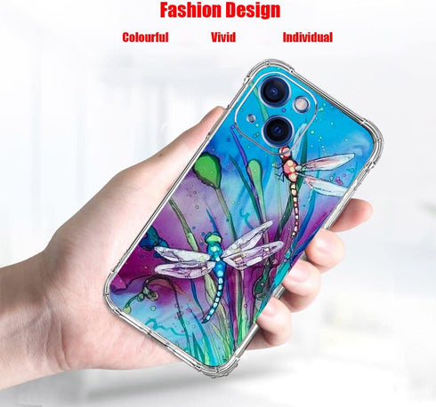 Case for iPhone 14, Cute Dragonfly Drop Protection Shockproof Case TPU Full Body Protective Scratch-Resistant Cover for iPhone 14...
