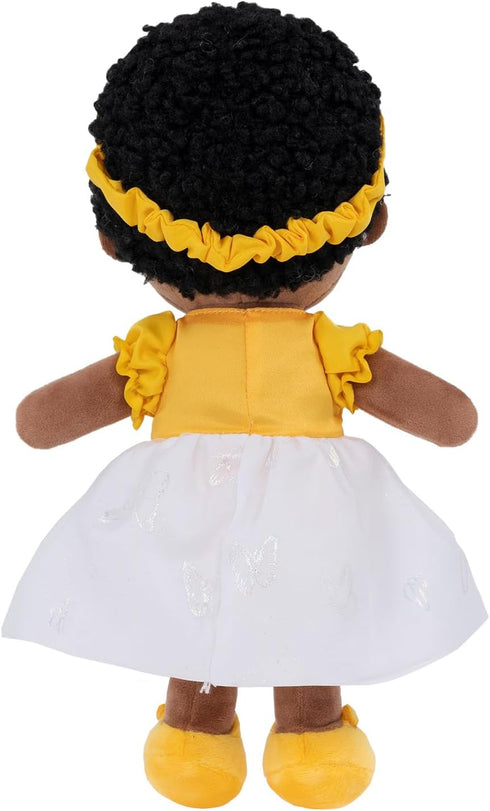 OUOZZZ Soft Black Baby Dolls for Girls - First African American Baby Dolls Multicultural Plush Rag Doll Sleeping Cuddle Buddy Doll Yellow Bow-tie ...