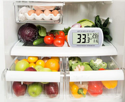 Waterproof Refrigerator Fridge Thermometer, Digital Freezer Room Thermometer, Max/Min Record Function Large LCD Screen and Magnetic Back for Kitch...