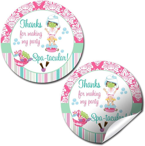 Spa & Pampering Birthday Party Thank You Sticker Labels, 40 2" Party Circle Stickers by AmandaCreation, Great for Party Favors, Envelope Seals & G...