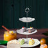 BonNoces 3-Tier Porcelain Cupcake Stand Serving Tray - White Embossed Elegant Dessert Cake Stand - Pastry Serving Stand for Tea Party, Wedding and...