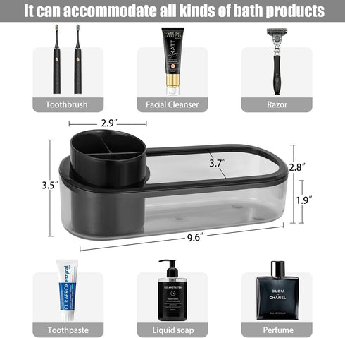 Black Toothbrush Holder for Bathroom,Detactable Bathroom Tray for Men,Electric Tooth Brushing Holder,Bathroom Countertop Organizer,Tooth Brush Too...