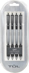 TUL Gel Pens, Retractable, Fine Point, 0.5 mm, Silver Barrel, Black Ink, Pack Of 4...