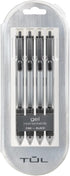 TUL Gel Pens, Retractable, Fine Point, 0.5 mm, Silver Barrel, Black Ink, Pack Of 4...