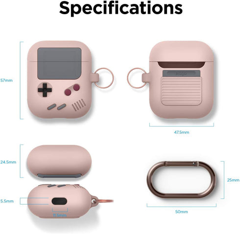 elago AW5 Compatible with AirPods Case 1 & 2, Classic Game Player Design Case with Keychain, Durable Silicone Construction (Sand Pink) [US Patent ...