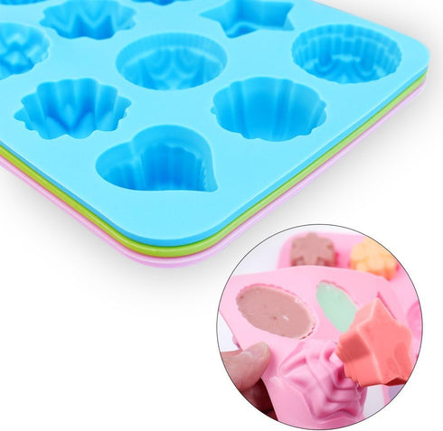 homEdge Food Grade Silicone Flowers Molds, Baking Pan with Flowers and Heart Shape Non-Stick 3-Pack Silicone Molds for Chocolate, Candy, Jelly, Ic...
