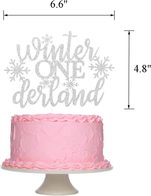Silver Glitter Winter Onederland 1st Birthday Cake Topper - Winter Wonderland Cake Decorations...