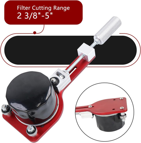 77750 Oil Filter Cutter Oil Filter Cutting Replace Tool for Filter Cutting Range 2 3/8"-5" Red...