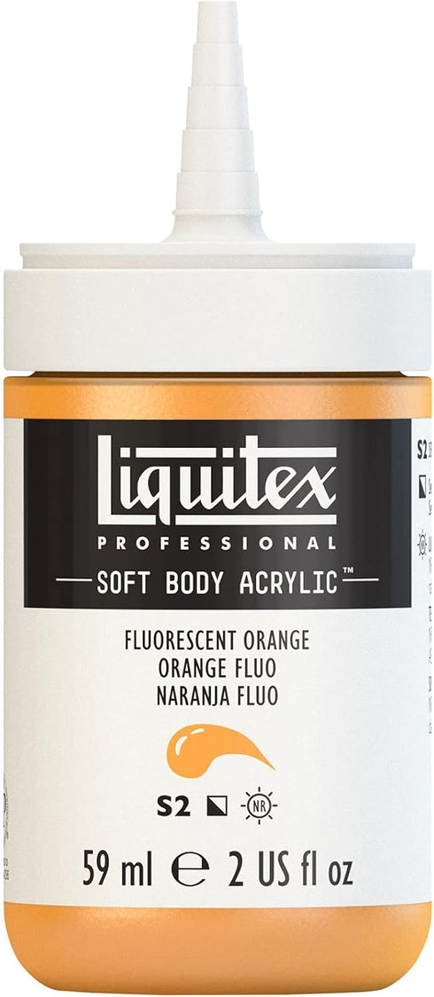 Liquitex Professional Soft Body Acrylic Paint, 59ml (2-oz) Bottle, Fluorescent Orange...
