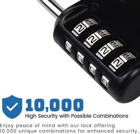 RESET-060 2 Pack 4 Digit Combination Lock Outdoor Padlock for School Gym Sports Locker Fence Toolbox Gate Suitcase Hasp Black...