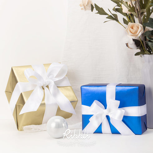 Ribbli White Satin Ribbon Double Faced Satin 1-1/2 Inch x Continuous 50 Yards-White Ribbon for Gift Wrapping Crafts Wedding Decoration Bows Bouque...