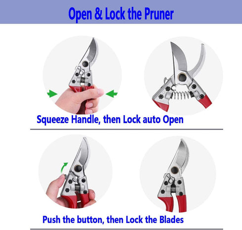8" Pruning Shears, Professional Bypass Garden Shear Hand Pruners Gardening Shears Clippers for Plants, Flower Cutter Florist Scissors Trimming Sci...