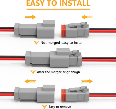 Newdeli Deutsch 2 Pin Connector Kit Waterproof Electrical Connector 16 AWG Male and Female Automotive Wire Connectors for Car Truck Boat, Dt Conne...