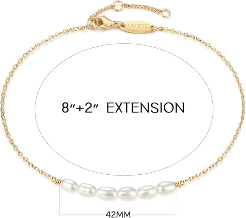 MEVECCO Women Gold Anklet Boho Delicate Handmade 18k Gold Plated Dainty Beach Pearl Foot Chain Ankle Bracelet Adjustable Wafer Anklet for Women AN...