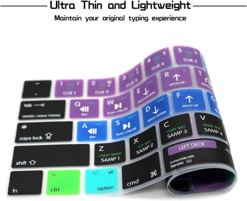 HRH Serato DJ Shortcuts Hotkey Silicone Keyboard Cover Skin for MacBook Pro with Touch Bar 13 Inch and 15 Inch (A2159/A1989/A1706,A1990/A1707) 201...