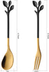 AnSaw 8-Pieces Small Coffee Spoons and 8-Pieces Desserts Forks, 4.7-inch Stainless Steel With Leaf Handle (Black & Gold)...