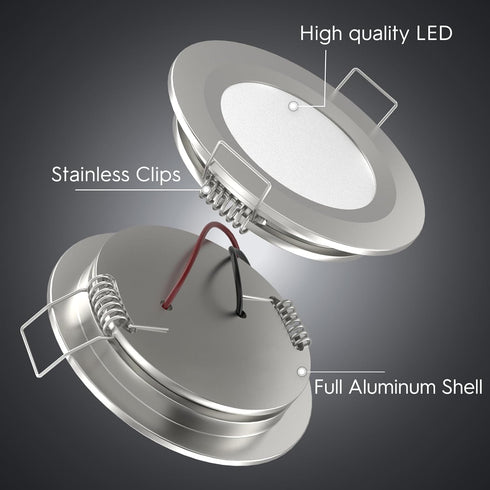acegoo RV Recessed Ceiling Light 2-3/4” Full Aluminum 12V Dimmable LED Puck Light for Campervan Truck Caravan Boat Roof Under Cabinet Lighting, Fl...