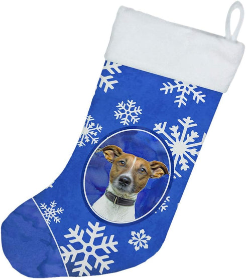 Caroline's Treasures KJ1176CS Winter Snowflakes Holiday Jack Russell Terrier Christmas Stocking Fireplace Hanging Stockings Christmas Season Party...