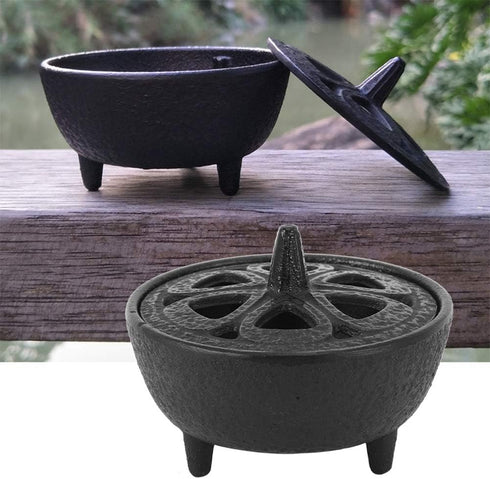 Black Iron Shaped Incense Burner, Sturdy Home Decor, Incense Burner Incense Holder Convenient for Aromatherapy with Sand, Ideal for Any Room...