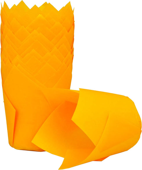 Orange color Large size Tulip Baking Cups 2-1/4"(Base diameter) x 4"(Wall height) Parchment paper baking cupcake Muffin liners, Case of 130 pcs...