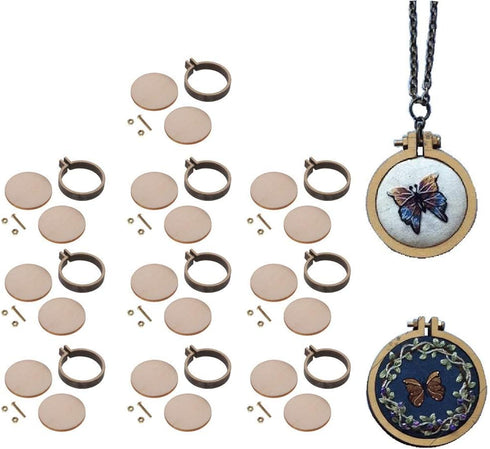 10 Pieces Mini Wood Hoops Punched Small Hoop Ring for Cross Stitch Frame Embroidery Hoop Arts DIY Pendant Crafts Tool (Round Shape - 3cm*2.5cm)...