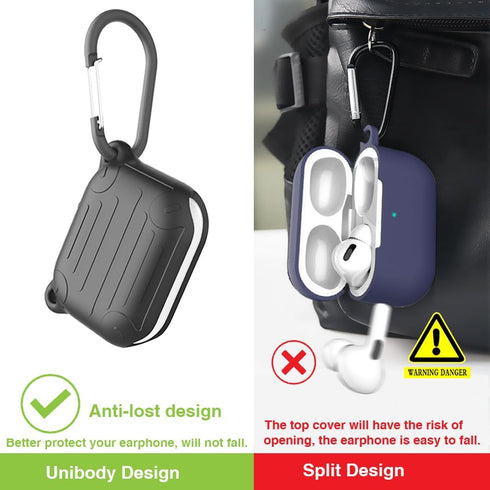 Waterproof case for AirPods pro, AirPods Pro 2nd Generation Case.Anti-Lost, Wireless Charging,Lanyard and Carabiner Include (Black)...