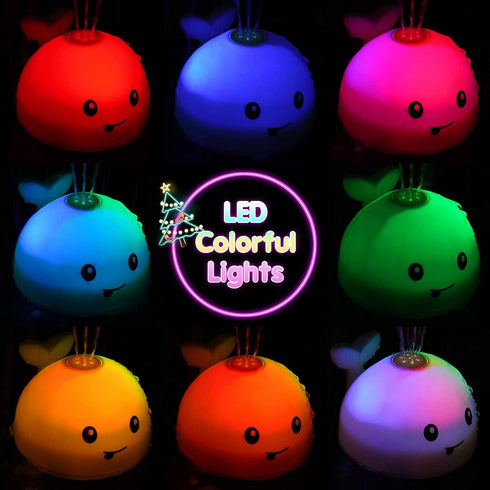 2024 Upgraded Baby Bath Toys, Light up Bath Toys for Kids 1-3 Babies 6-12 12-18 Months, Whale Sprinkler Spray Water Pool Bathtub Toys Toddlers Inf...