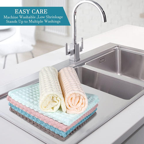 6 Pack Waffle Weave Dish Cloths, 13x13 Inch 100% Cotton Kitchen Towels for Washing Dishes - Super Absorbent, Quick Drying Dish Rags (Mixed Colors)...
