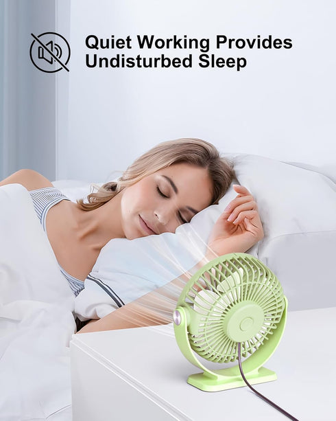 TriPole Small Desk Fan USB Powered Personal Fan Strong Airflow 3 Speeds Mini Fan 360°Rotation Portable Fan 5.1 Inch Quiet Table Fan for Home Offic...