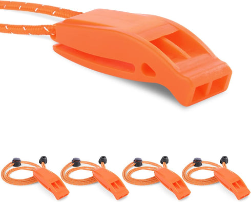4 Pack Emergency Whistles, Loud Shrill Safety Whistle with Reflective Lanyard for Outdoor Climbing Hiking Camping Fishing Boat Kayak Life Vest Jac...
