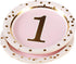 MaitianGuyou 1st Birthday Girl Decoration,Baby Shower Party Supplies Disposable Tableware Sets Includes Paper Plates Cups Straws And Napkins for B...