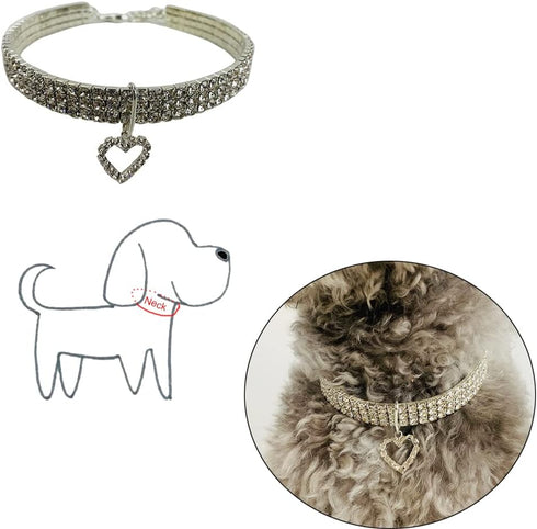 Pearl Cat Necklace and Rhinestones Dog Pendant Collar Set Adjustable Pet Necklace for Small Pet Cat Dogs Puppy Wedding Birthday Party (M)...