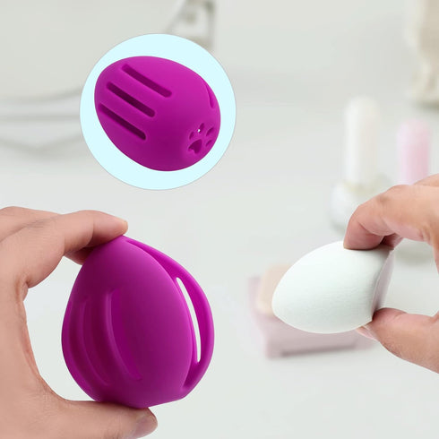 Silicone Makeup Sponge Holder, INTOLIVES Breathable Beauty Sponge Blender Case Beauty Eggs Carrying Case Make-up Sponges Container Shatterproof Ma...