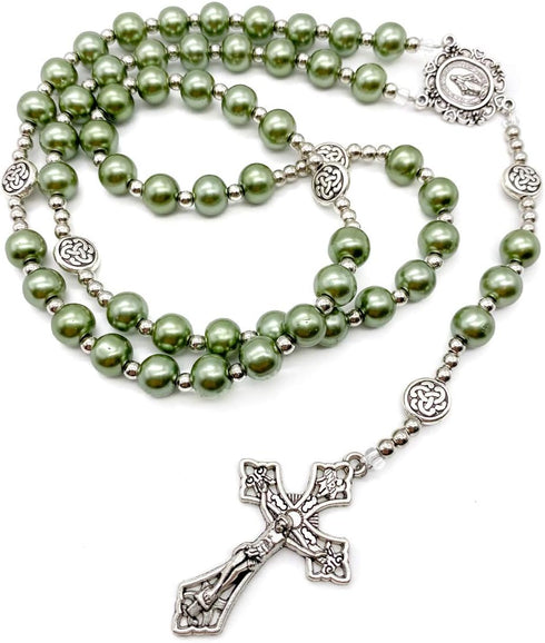 Nazareth Store Pearl Beads Rosary Miraculous Prayer Necklace Strong Metal Mystery Beaded Rosary for Men & Women...