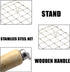 Stainless Steel Square Wire Roaster Rack, Papad Jali, Roti Jari with Wooden Handle/Easter Day Gift 13 Inch...