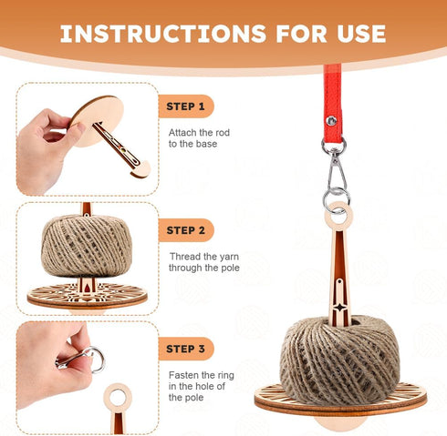 Portable Wrist Yarn Holder, Yarn Ball Holder, Yarn Minder, Yarn Storage, Wood Yarn Holder with 2 Finger Crochets, for Knitting Crocheting Presents...