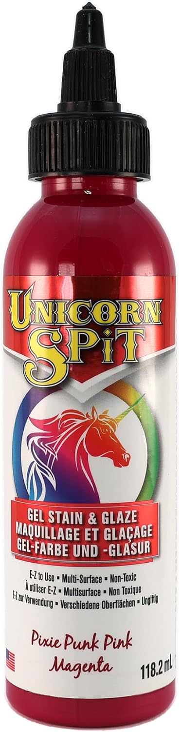 Unicorn SPiT 5770001 Gel Stain and Glaze, Pixie Punk Pink 4.0 FL OZ Bottle...