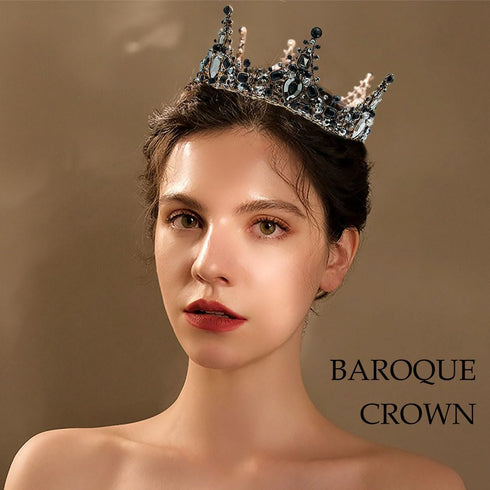 Aiosy Halloween Black Crown Rhinestone Tiara and Crowns Crystal Queen Tiara Gothic Hair Accessories Wedding Crowns Costume Baroque Crown for Women...
