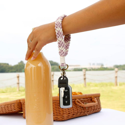 Women's Boho Macrame Keychain Wristlet Bracelet Handmade Braided Hand Wrist Lanyard for Keys, Purse, Car Keys Holder...